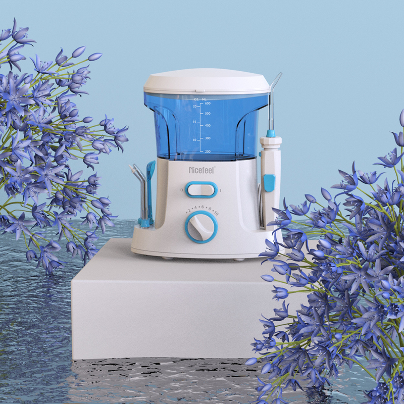 Flosser dentaire de l'eau réglable de l'ABS 600ml pour le bleu blanc de station thermale orale d'utilisation de famille