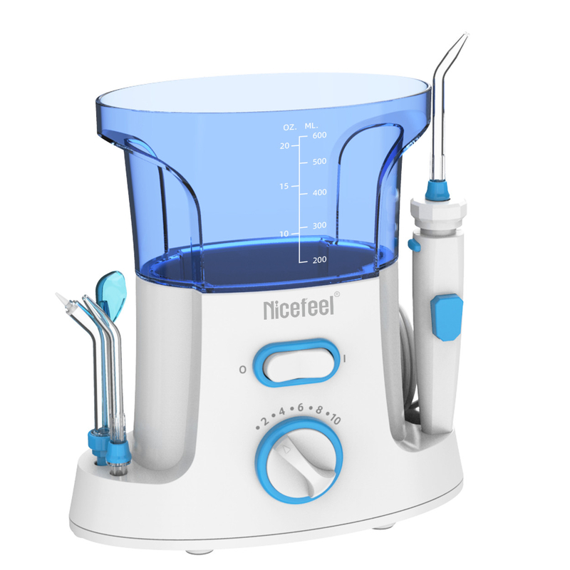 Flosser dentaire de l'eau réglable de l'ABS 600ml pour le bleu blanc de station thermale orale d'utilisation de famille