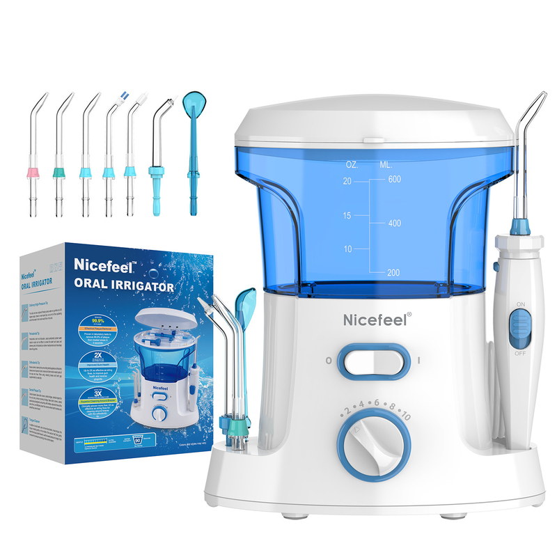 Flosser dentaire de l'eau réglable de l'ABS 600ml pour le bleu blanc de station thermale orale d'utilisation de famille