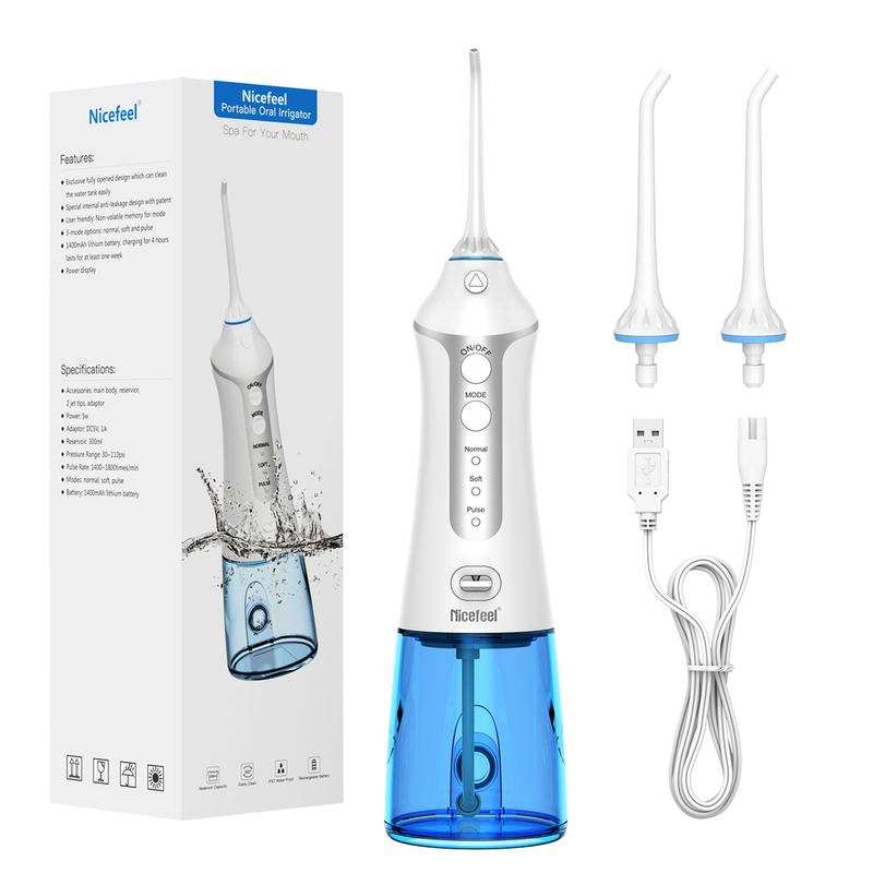 Compact DIY Flosser d'eau - 0,3 kg - fréquence de pulsation 1400-1700 fois / min - 18,5 * 8,5 * 5,5 cm