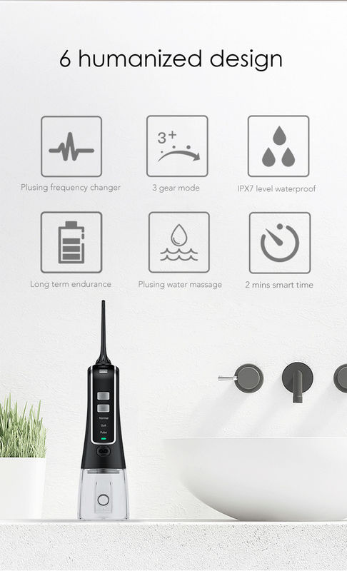 Réservoir d'eau oral sans fil de Flosser Irrigator 300ml de l'eau imperméable de la douche IPX7